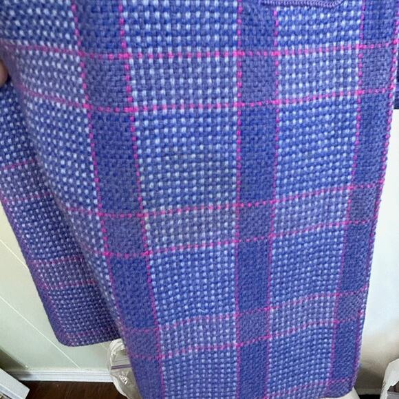 Pendleton Vintage Button Down Blue Plaid Collarless Blazer Size 22 - Picture 11 of 13